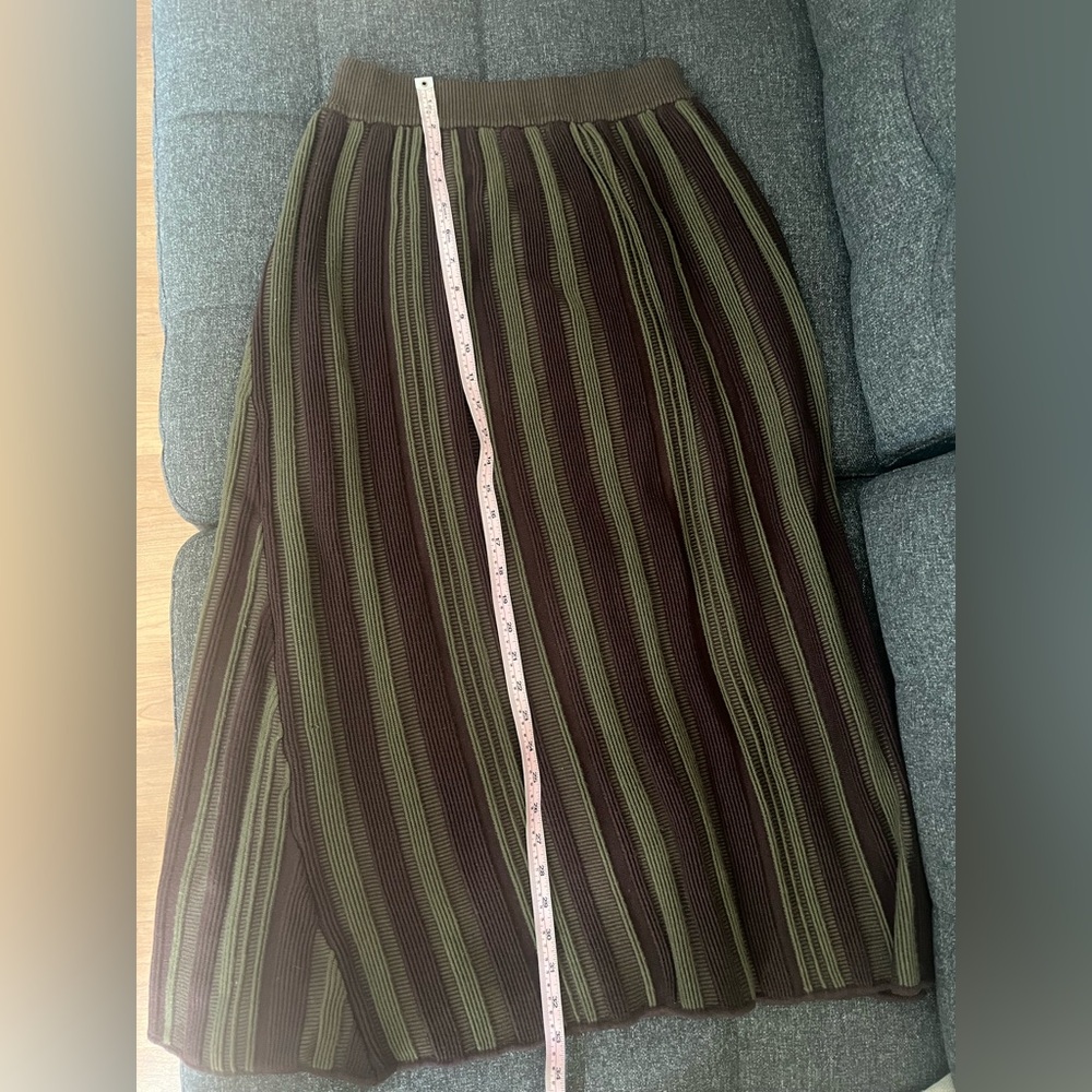 Striped Brown and Green Women's Skirt for winter/autumn